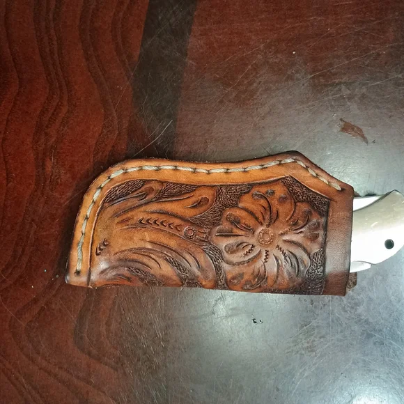 Boker Optima Stag Handle Knife W/Custom Leather Sheath